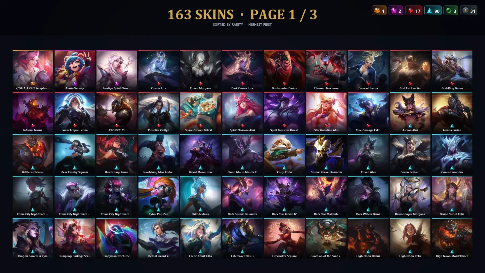 [LoL] | TR | Level 325 | Diamond II | 171 Champions | 163 Skins | 61,331 BE — LoL account