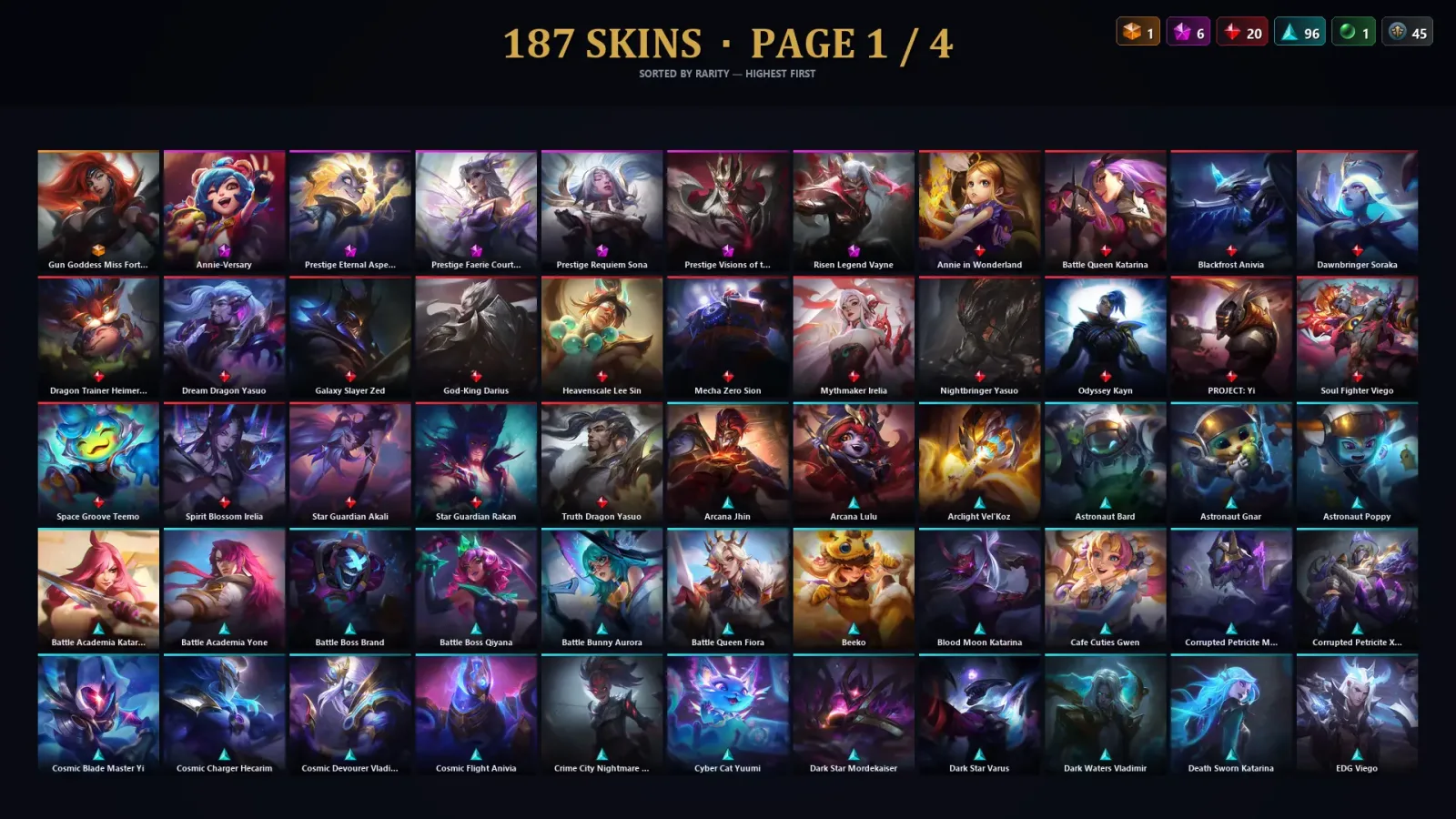 [LoL] | TR | Level 314 | Gold II | 172 Champions | 187 Skins — LoL account
