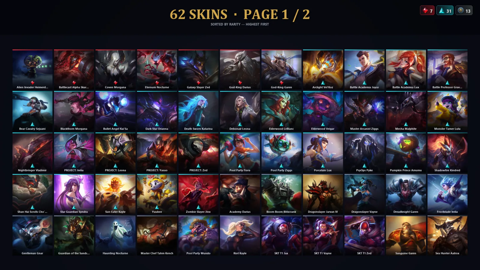 [LoL] | TR | Level 183 | 93 Champions | 62 Skins