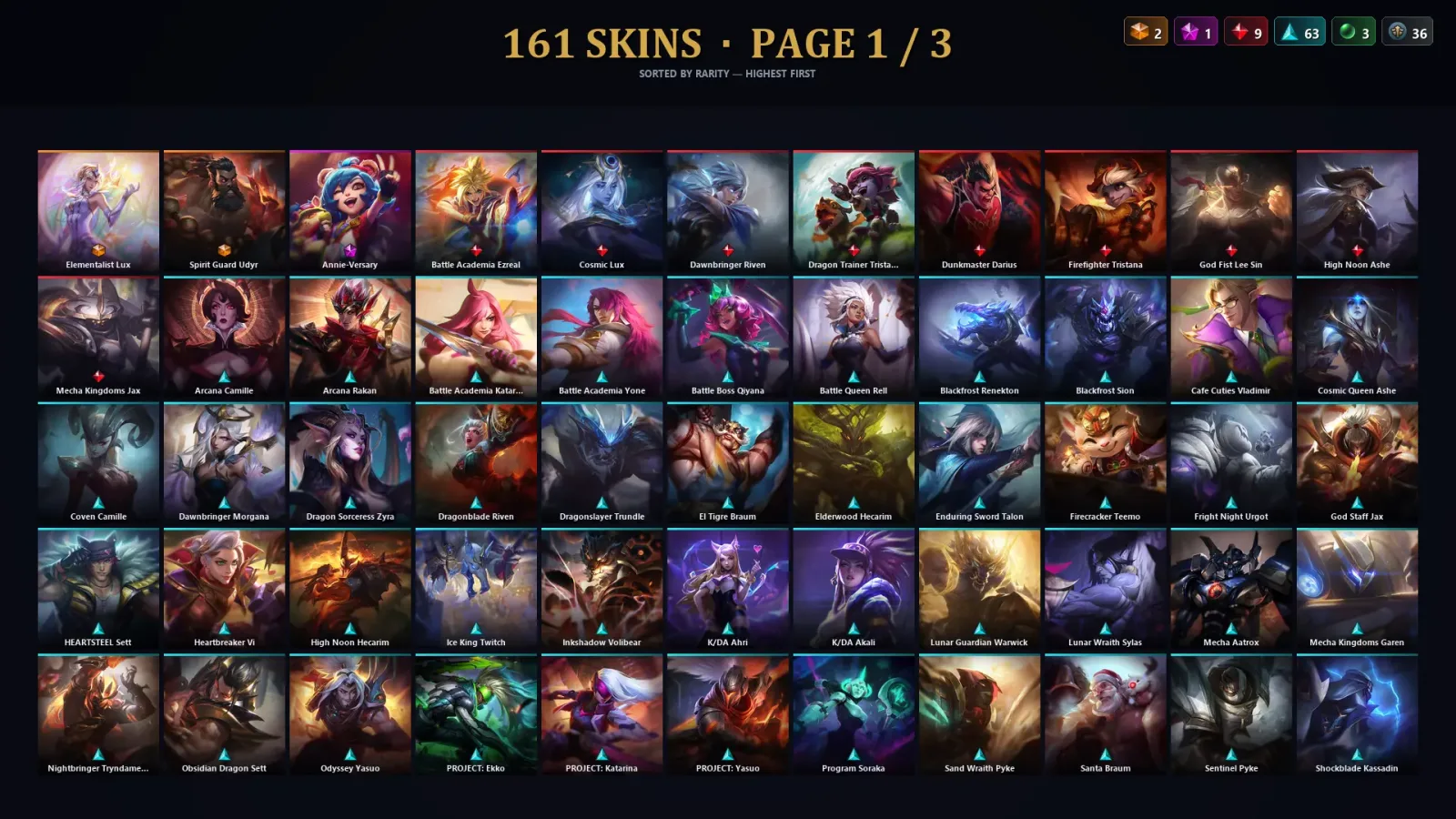 [LoL] | TR | Level 286 | Gold III | 155 Champions | 161 Skins | 30,656 BE — LoL account
