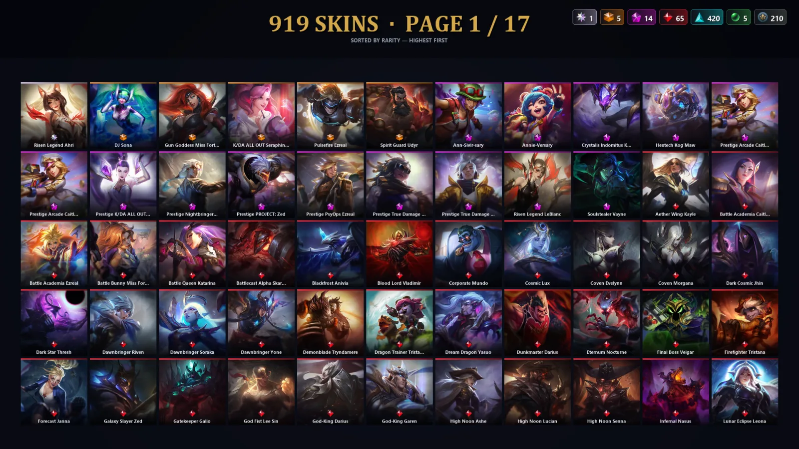 [LoL] | EUW | Level 500 | 169 Champions | 887 Skins
