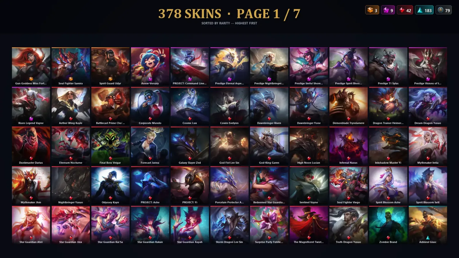 [LoL] | EUW | Level 500 | Diamond III | 173 Champions | 378 Skins | 48,662 BE