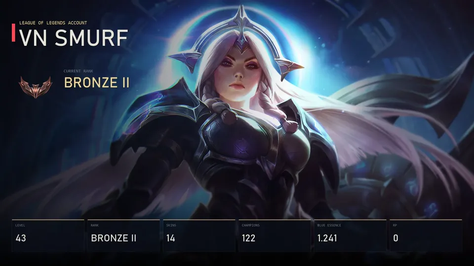 VN | Lunar Eclipse Leona | Lunar Guardian Warwick | Debonair LeBlanc | Pool Party Caitlyn | Ruined Pantheon | Bronze II | 14 Skin | 122 Champion — main preview