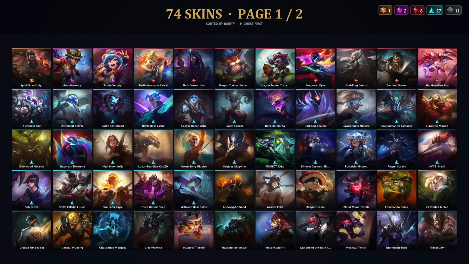 [LoL] | TR | Level 292 | Diamond II | 172 Champions | 74 Skins | 82,622 BE — LoL account