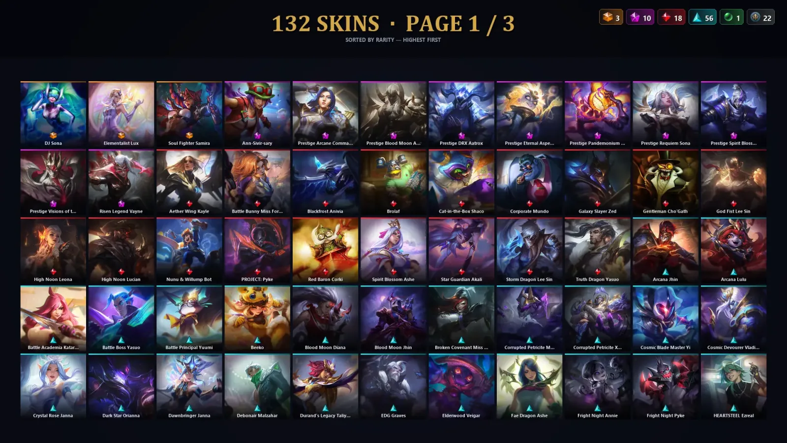 [LoL] | TR | Level 155 | Emerald III | 172 Champions | 132 Skins | 60,262 BE — LoL account
