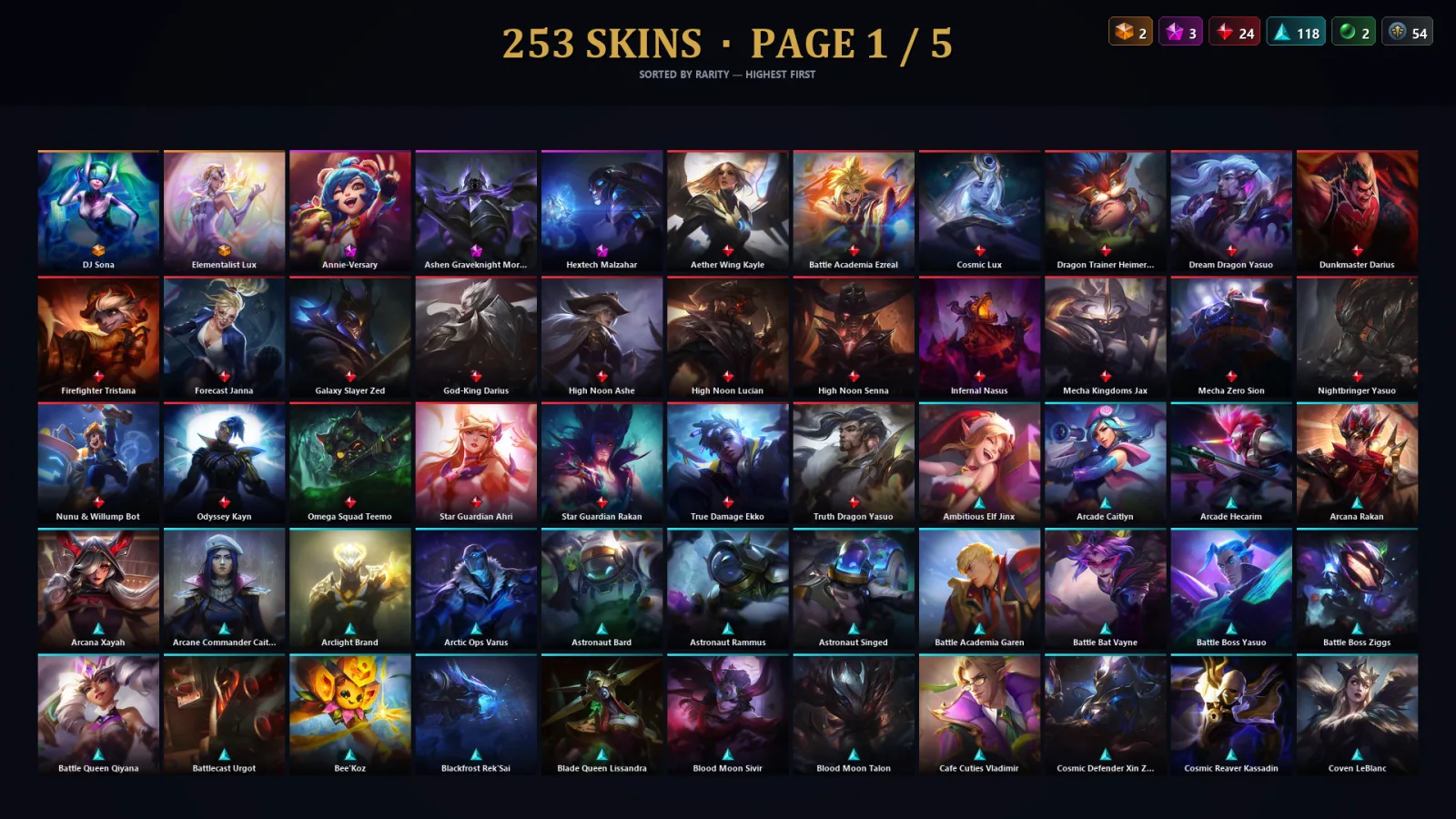 [LoL] | EUW | Level 442 | 173 Champions | 253 Skins | 169,307 BE
