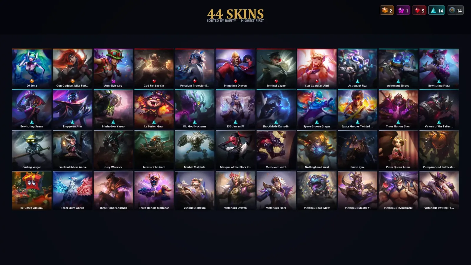 [LoL] | TR | Level 123 | Gold III | 173 Champions | 44 Skins | 21,268 BE