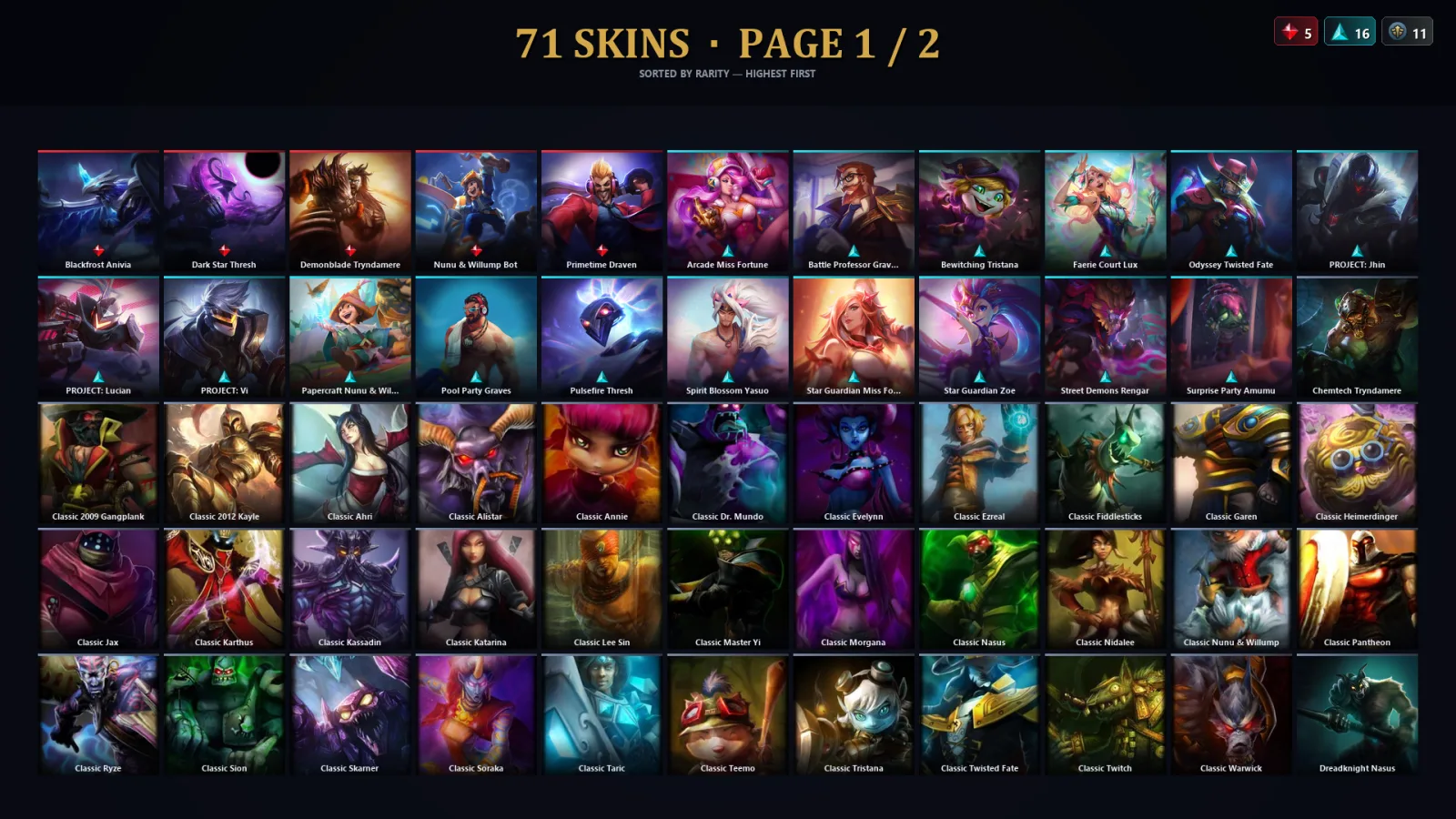 [LoL] | EUW | Level 347 | 172 Champions | 71 Skins | 63,313 BE