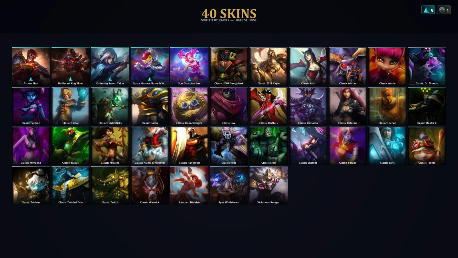 [LoL] | TR | Level 44 | Platinum III | 54 Champions | 40 Skins