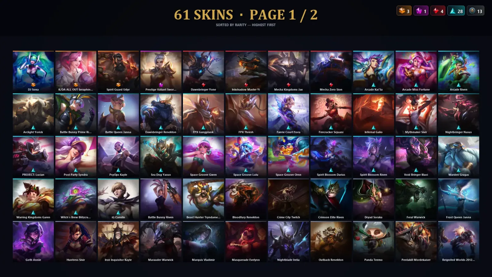 [LoL] | TR | Level 48 | 94 Champions | 61 Skins