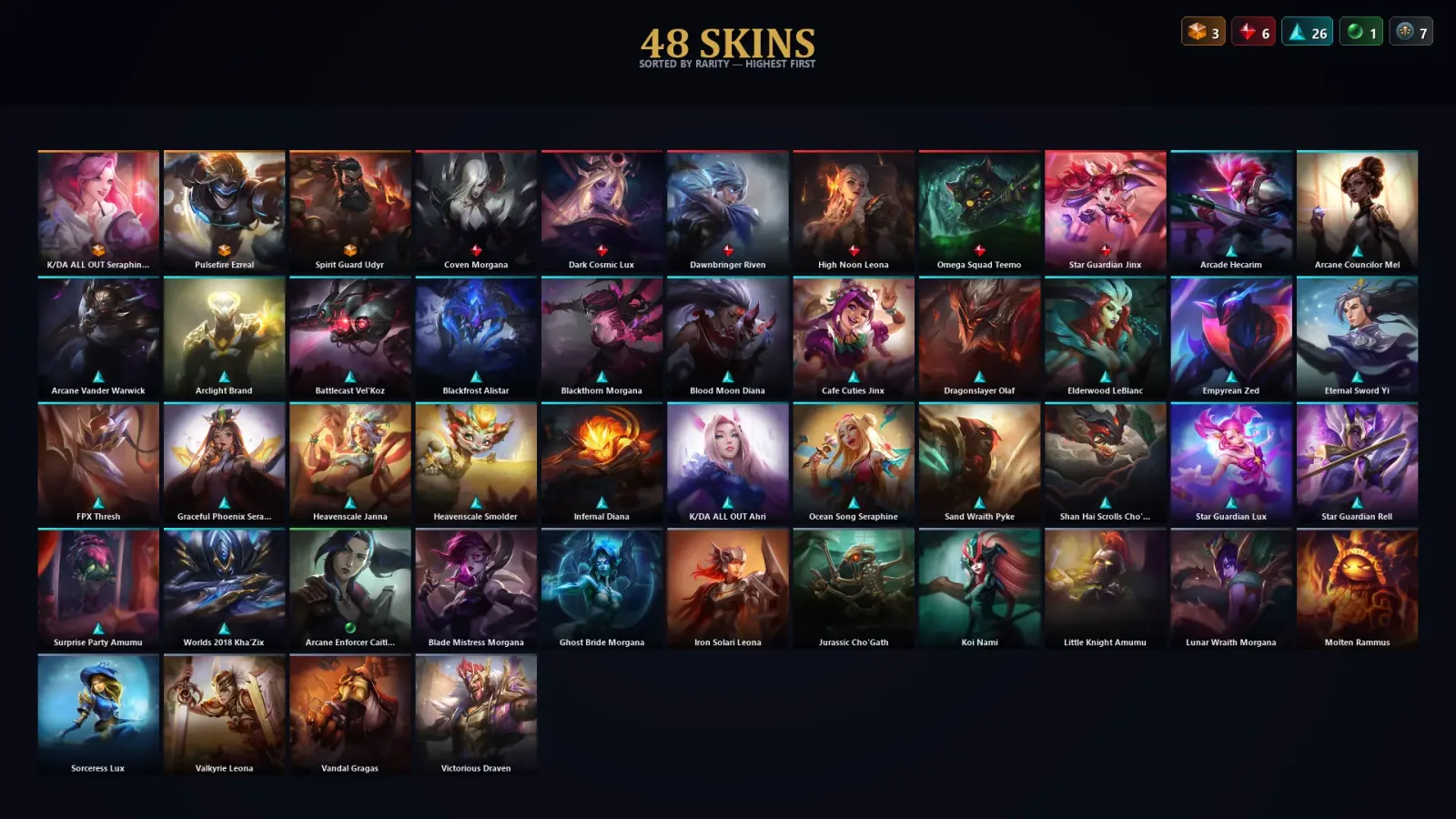 [LoL] | TR | Level 89 | Bronze II | 100 Champions | 48 Skins | 35,121 BE — LoL account