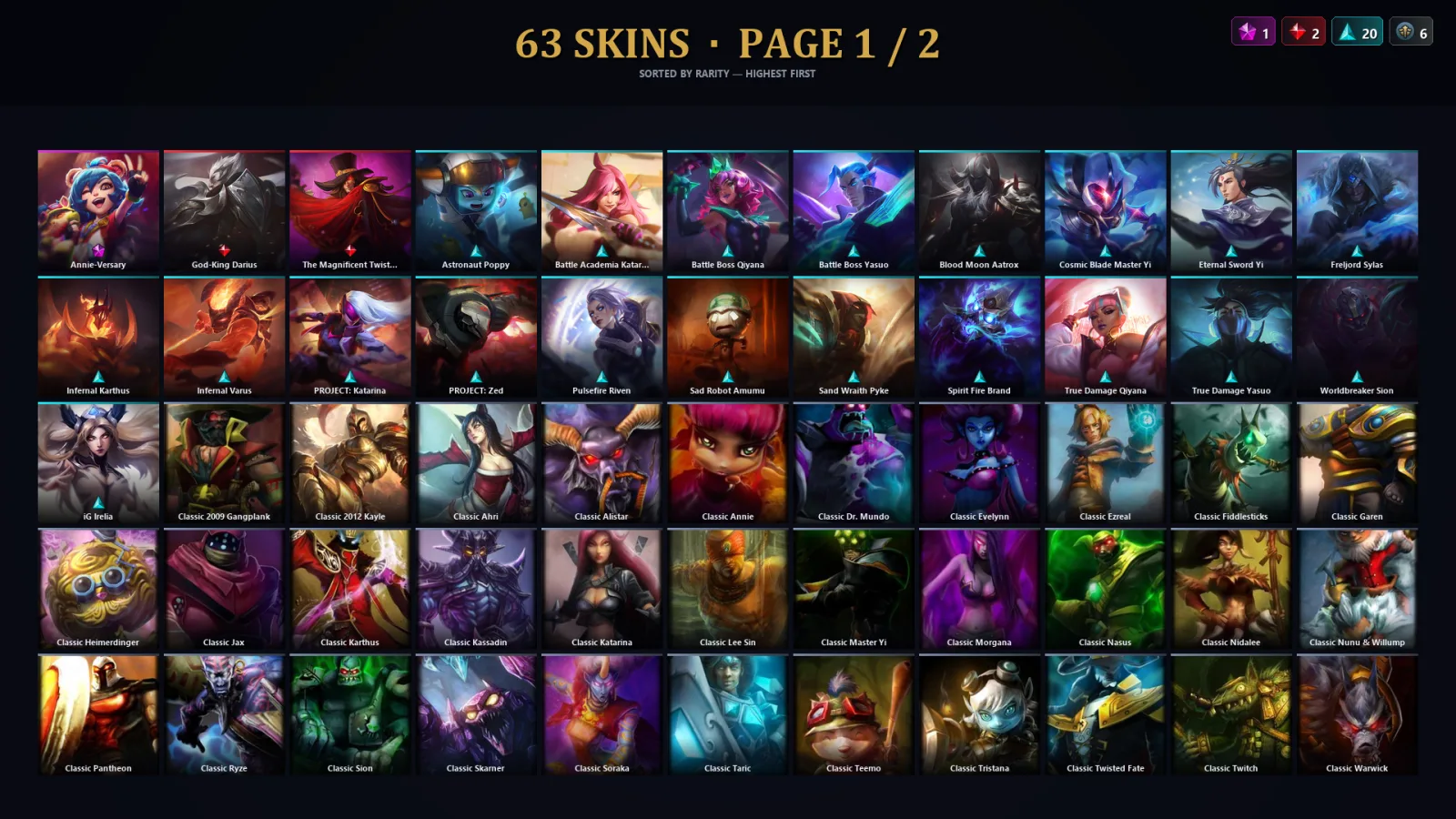[LoL] | EUW | Level 81 | Silver III | 50 Champions | 63 Skins