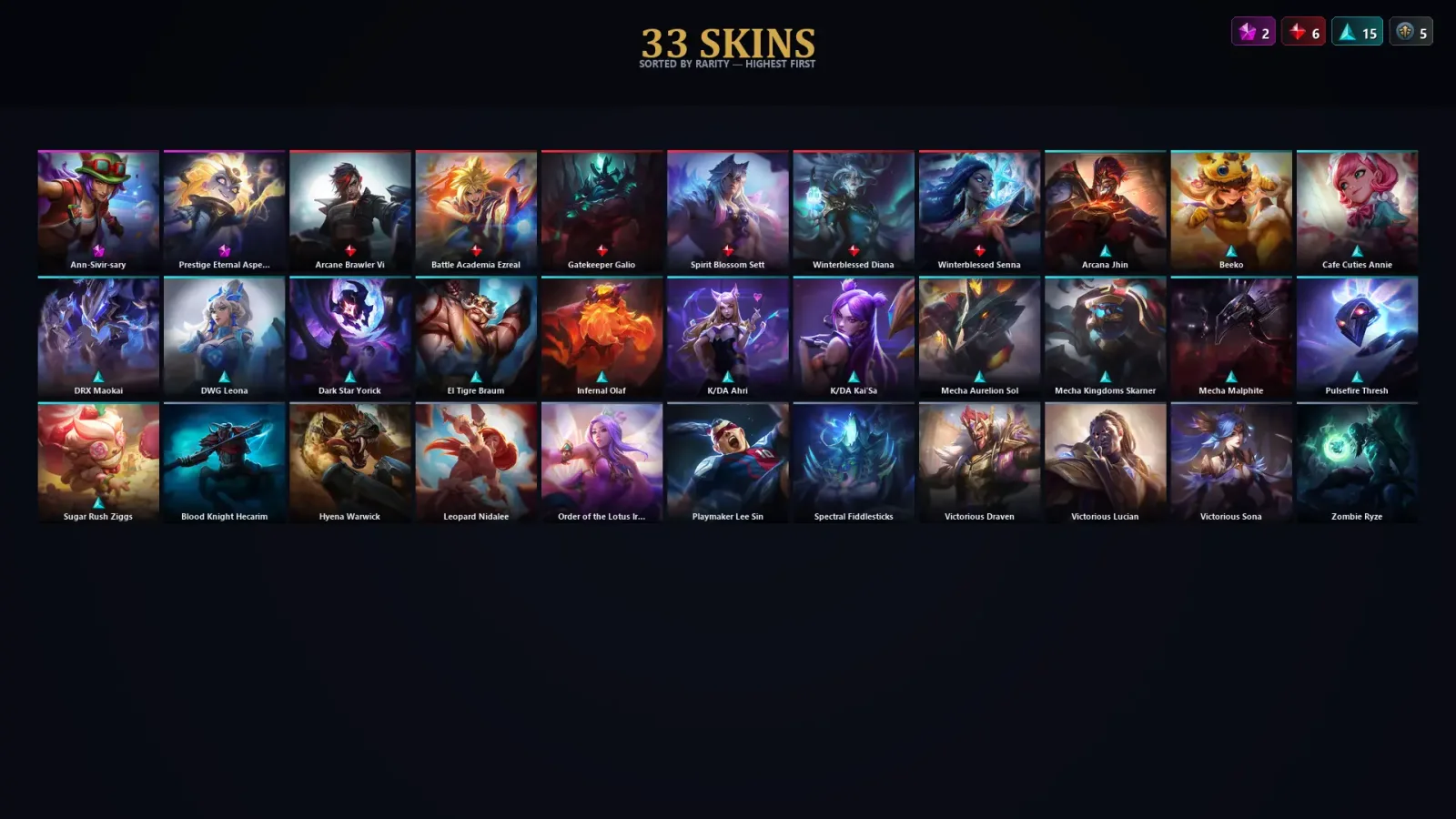[LoL] | EUW | Level 99 | Gold II | 153 Champions | 33 Skins — LoL account