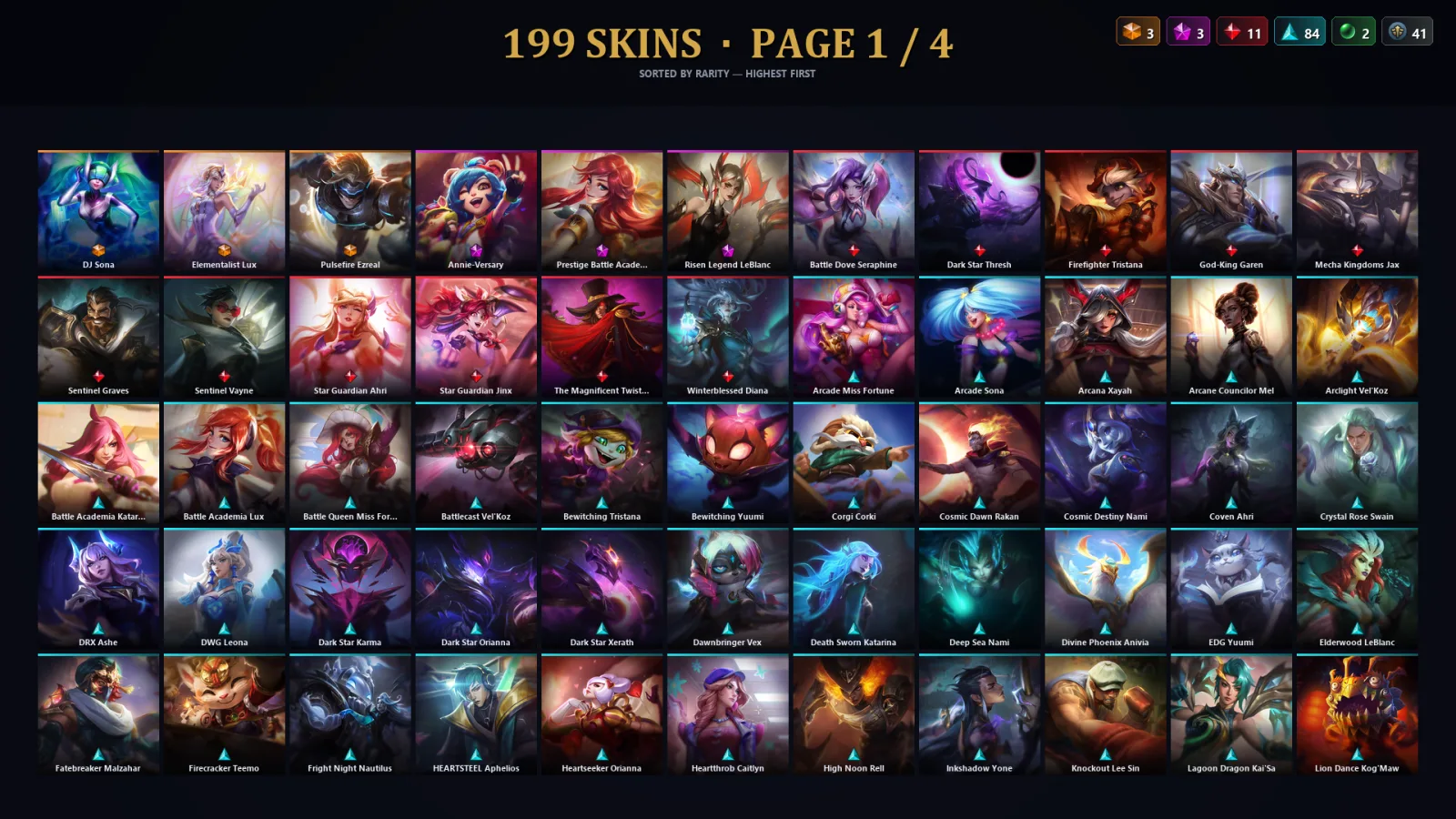 [LoL] | TR | Level 458 | Emerald III | 172 Champions | 199 Skins