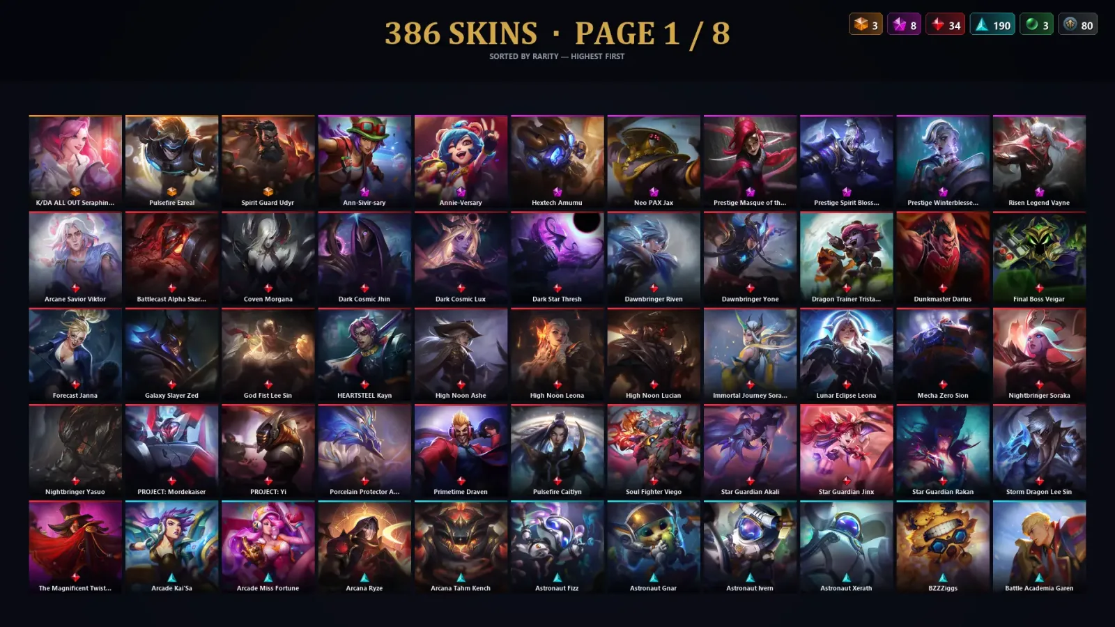 [LoL] | EUW | Level 500 | 172 Champions | 386 Skins — LoL account
