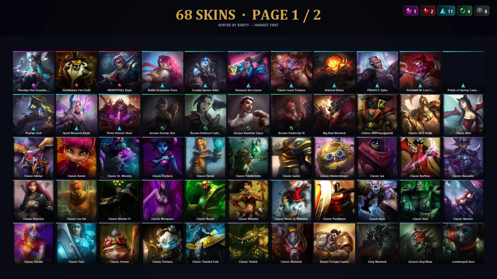 [LoL] | TR | Level 85 | Emerald III | 104 Champions | 68 Skins