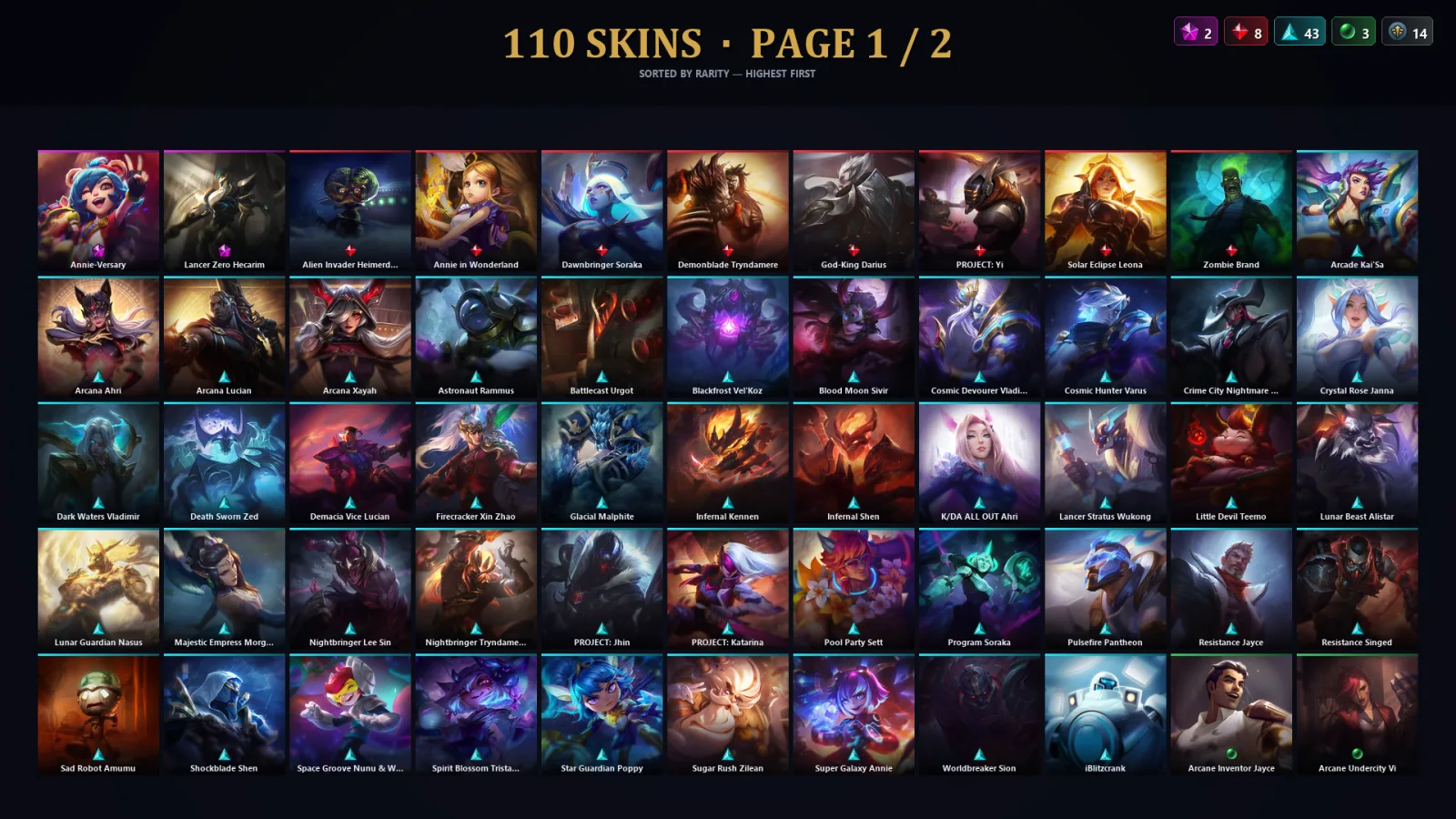 [LoL] | TR | Level 88 | 102 Champions | 78 Skins