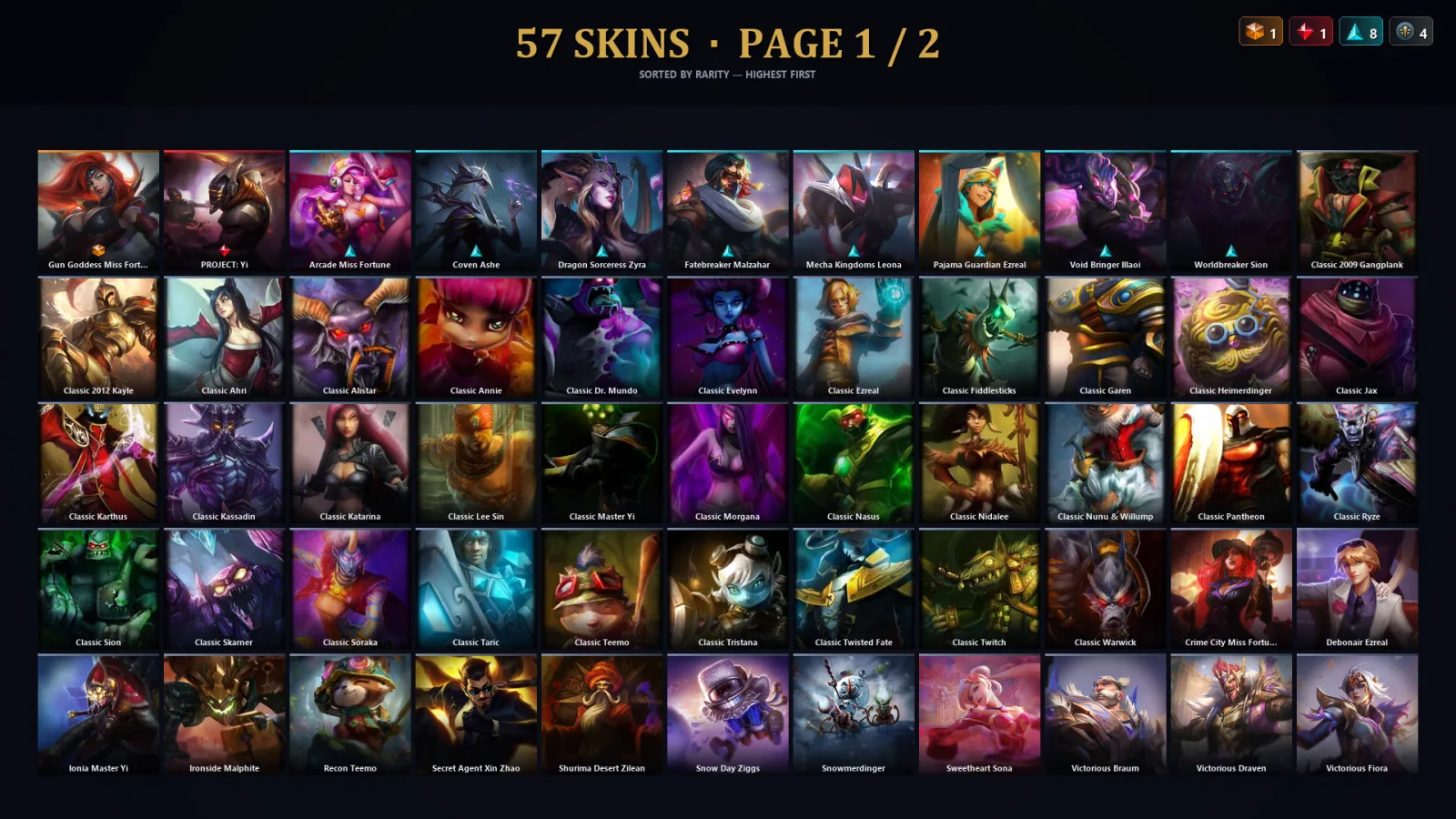 [LoL] | TR | Level 127 | Gold III | 159 Champions | 25 Skins