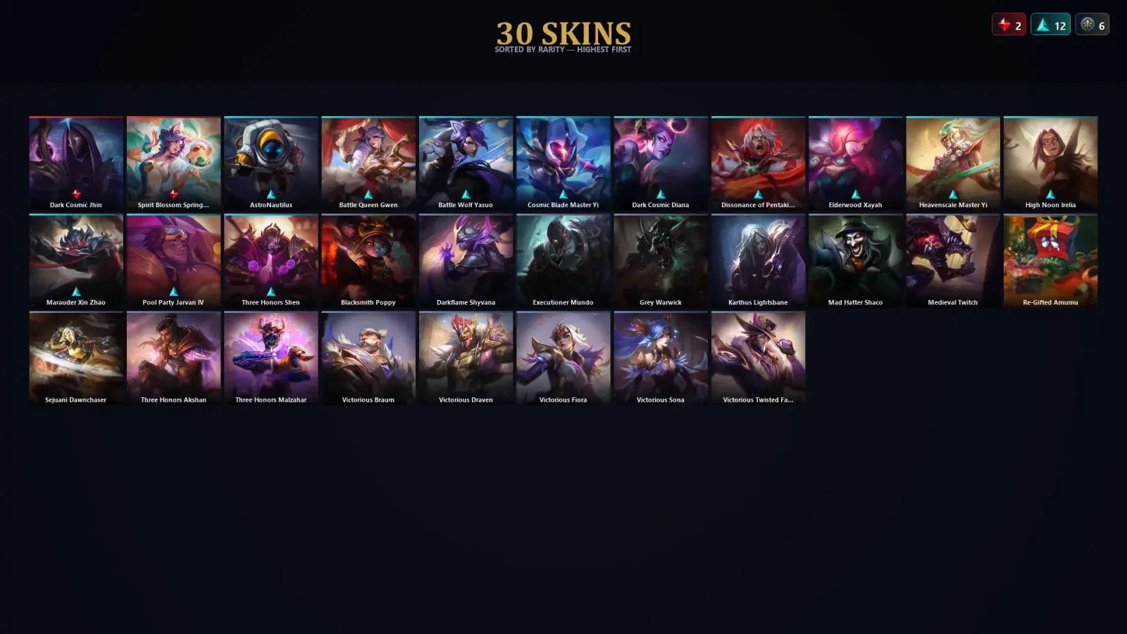 [LoL] | TR | Level 30 | Master | 147 Champions | 30 Skins — LoL account
