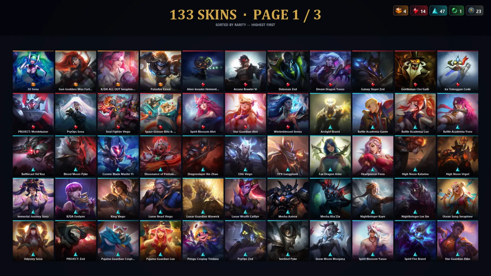 [LoL] | TR | Level 500 | Platinum III | 121 Champions | 133 Skins | 31,778 BE