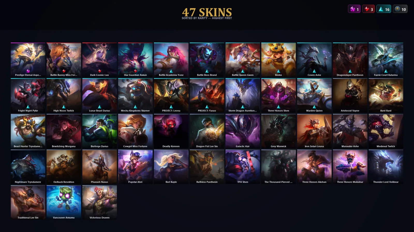 [LoL] | TR | Level 163 | Emerald IV | 150 Champions | 47 Skins