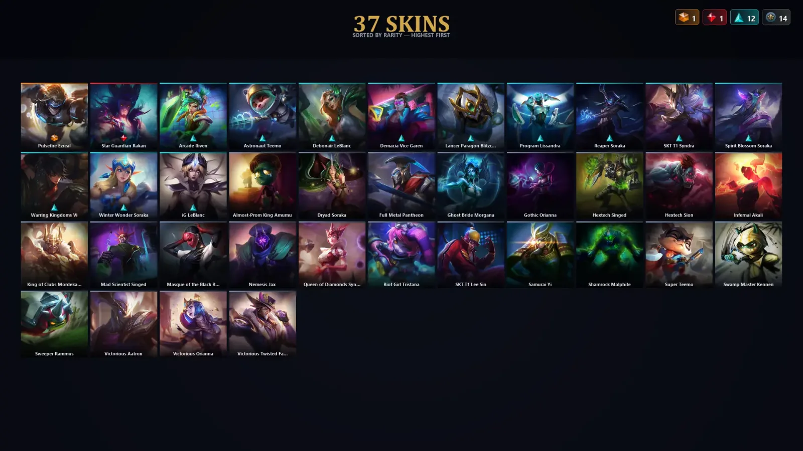 [LoL] | TR | Level 148 | 81 Champions | 37 Skins | 24,667 BE — LoL account