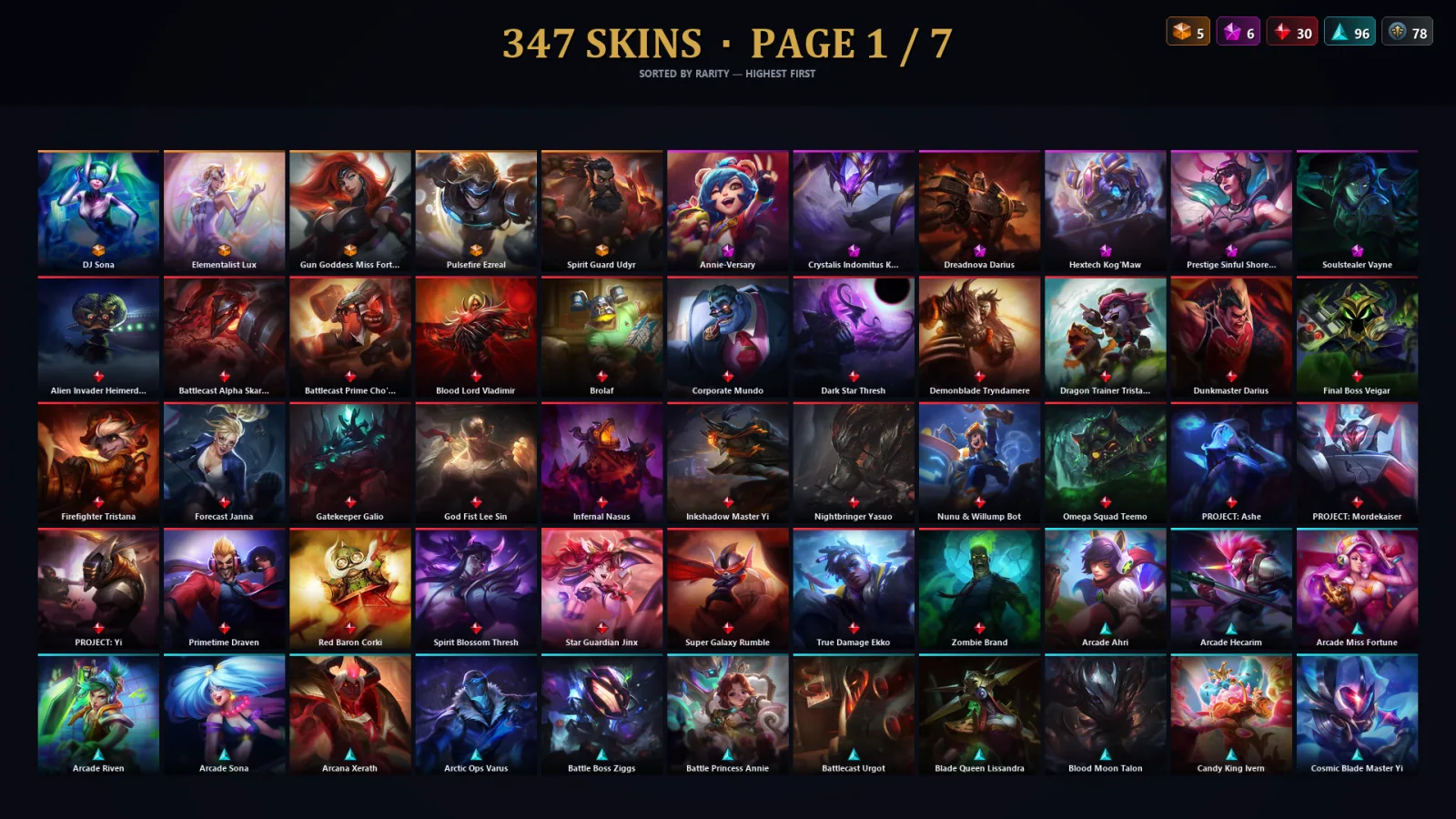 [LoL] | EUW | Level 379 | Platinum IV | 173 Champions | 347 Skins | 66,372 BE