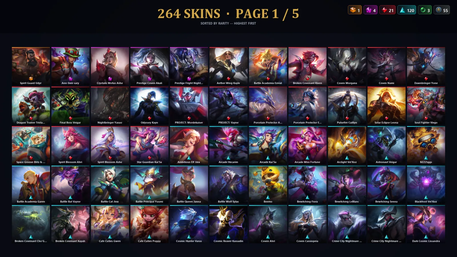 [LoL] | NA | Level 30 | 172 Champions | 264 Skins | 34,620 BE