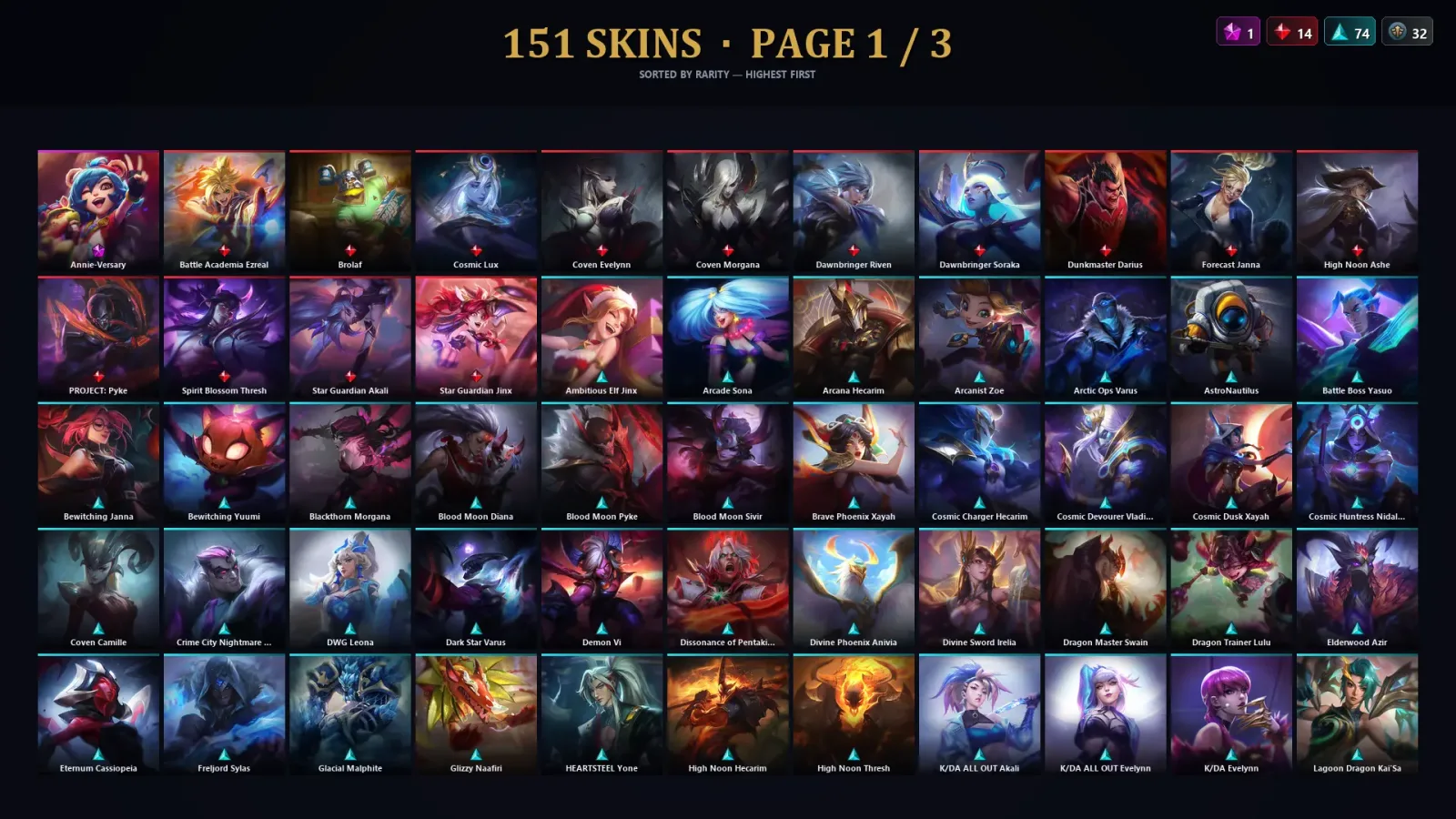 [LoL] | EUW | Level 30 | Master | 152 Champions | 151 Skins | 18,723 BE — LoL account