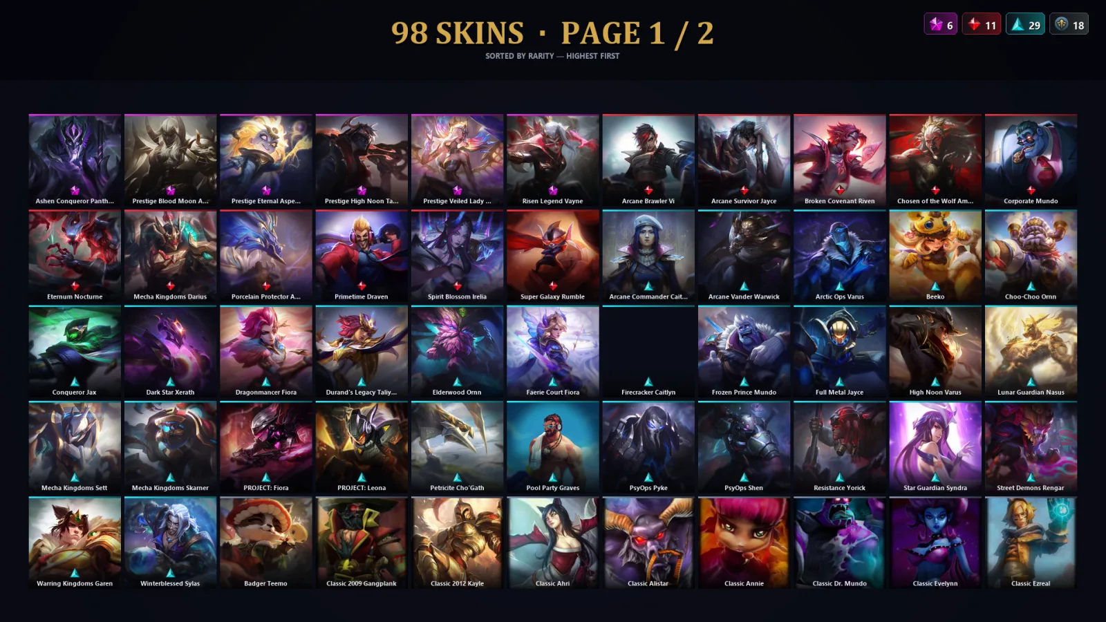 [LoL] | TR | Level 94 | Platinum II | 129 Champions | 98 Skins | 15,263 BE