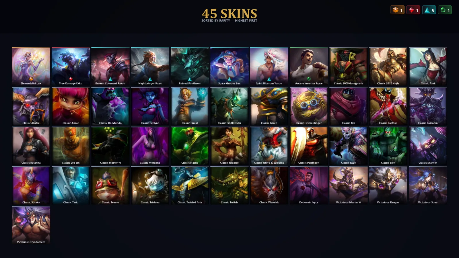 [LoL] | EUW | Level 48 | Diamond IV | 64 Champions | 45 Skins | 15,240 BE