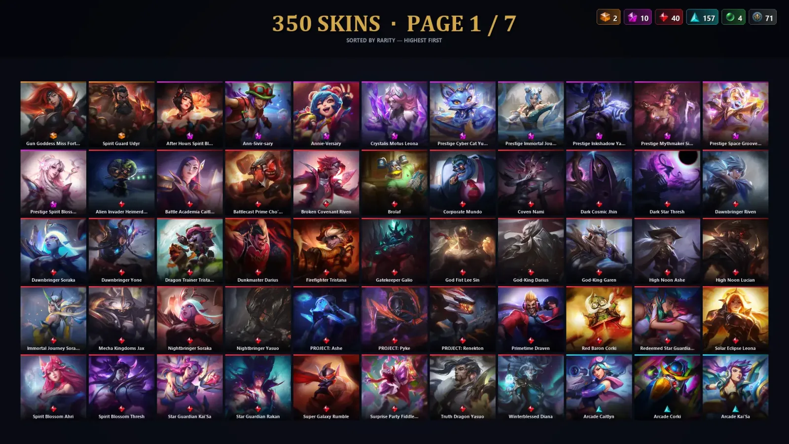 [LoL] | EUW | Level 500 | 173 Champions | 350 Skins | 539,967 BE