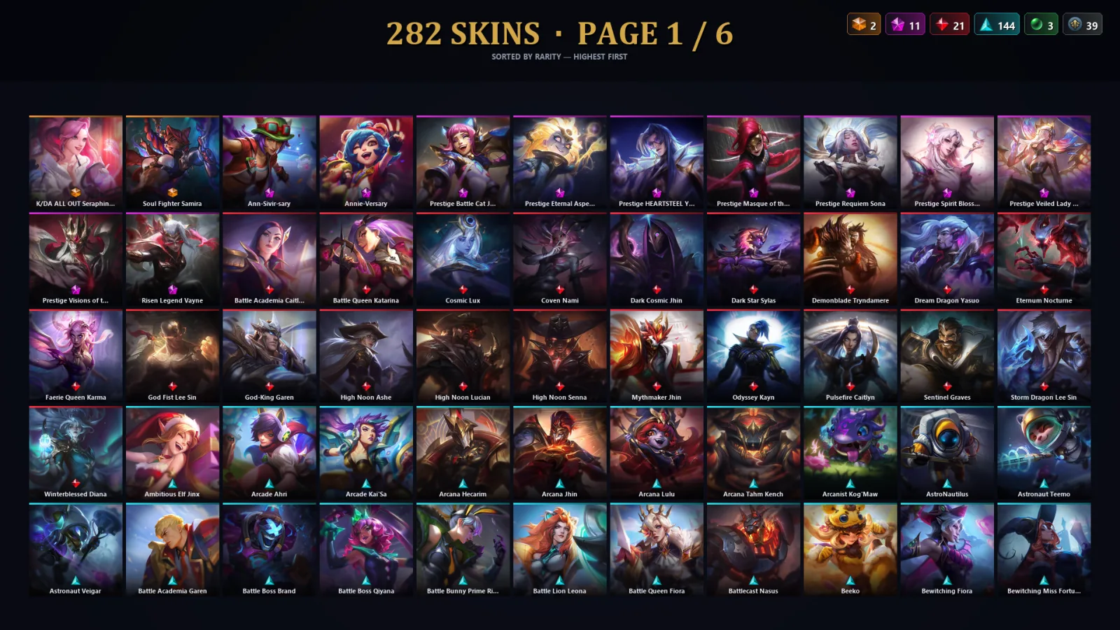 [LoL] | NA | Level 500 | 173 Champions | 250 Skins