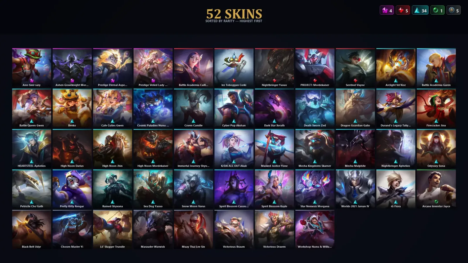 [LoL] | TR | Level 75 | Gold III | 88 Champions | 52 Skins | 10,720 BE — LoL account