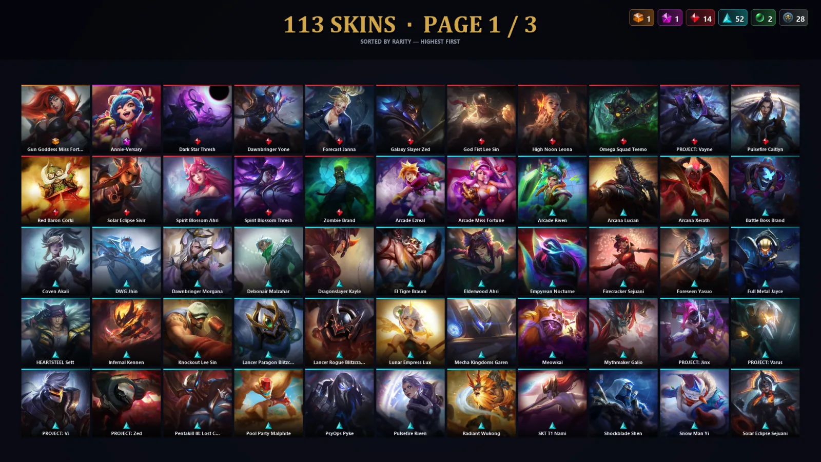 [LoL] | TR | Level 407 | Gold III | 173 Champions | 113 Skins | 182,762 BE — Gold League of Legends
