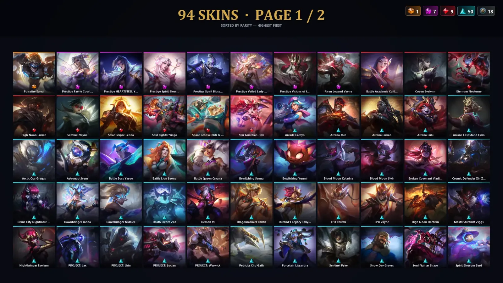 [LoL] | TR | Level 166 | Emerald III | 171 Champions | 94 Skins — LoL account