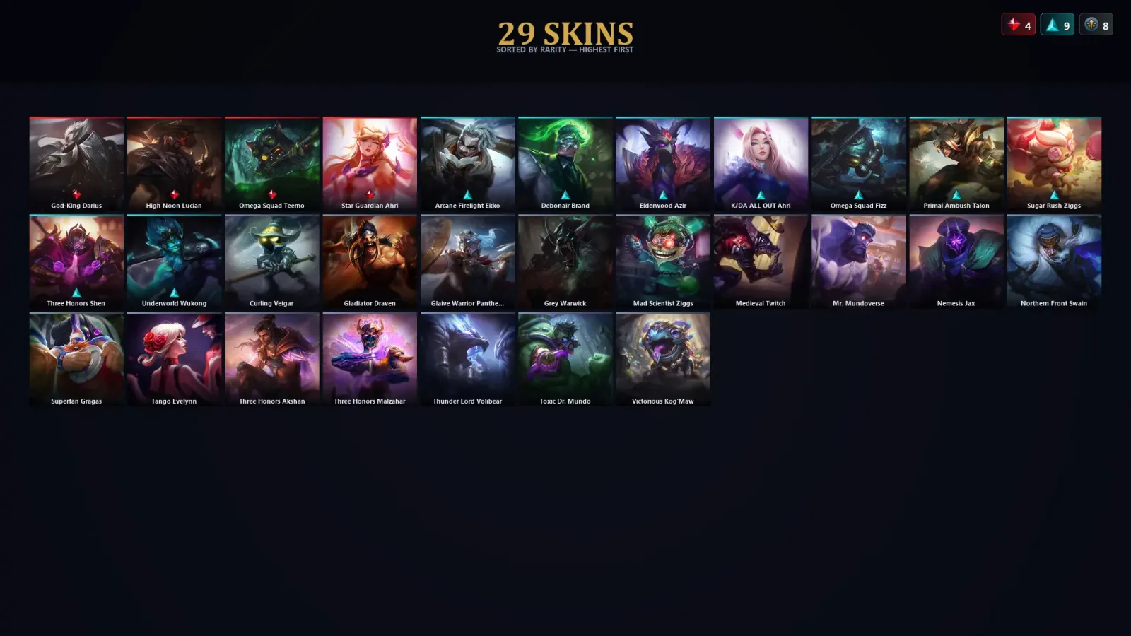 [LoL] | TR | Level 48 | 148 Champions | 29 Skins