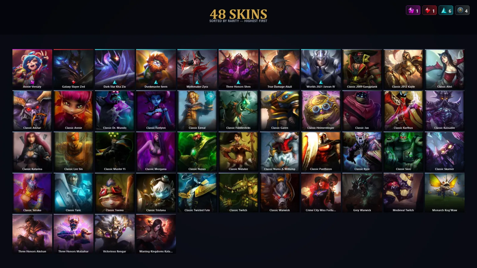 [LoL] | EUW | Level 62 | Diamond IV | 99 Champions | 48 Skins