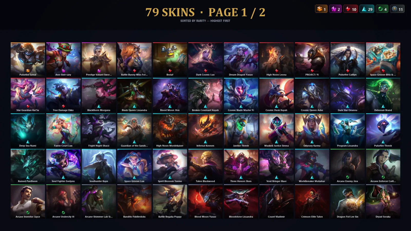 [LoL] | TR | Level 284 | Platinum IV | 173 Champions | 79 Skins | 15,318 BE