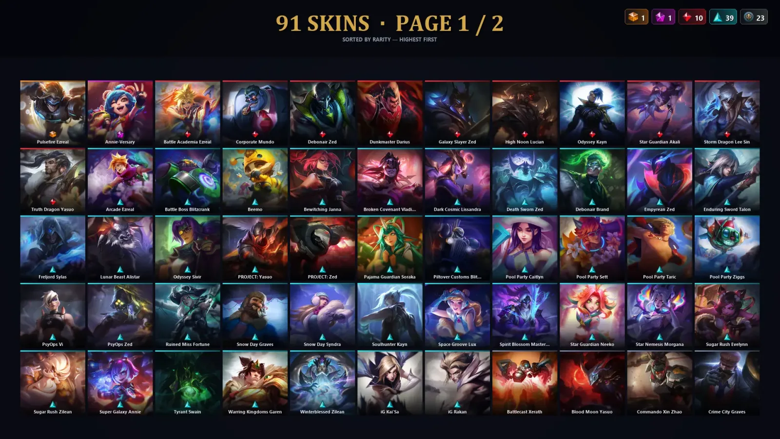 [LoL] | EUW | Level 220 | Diamond IV | 133 Champions | 91 Skins