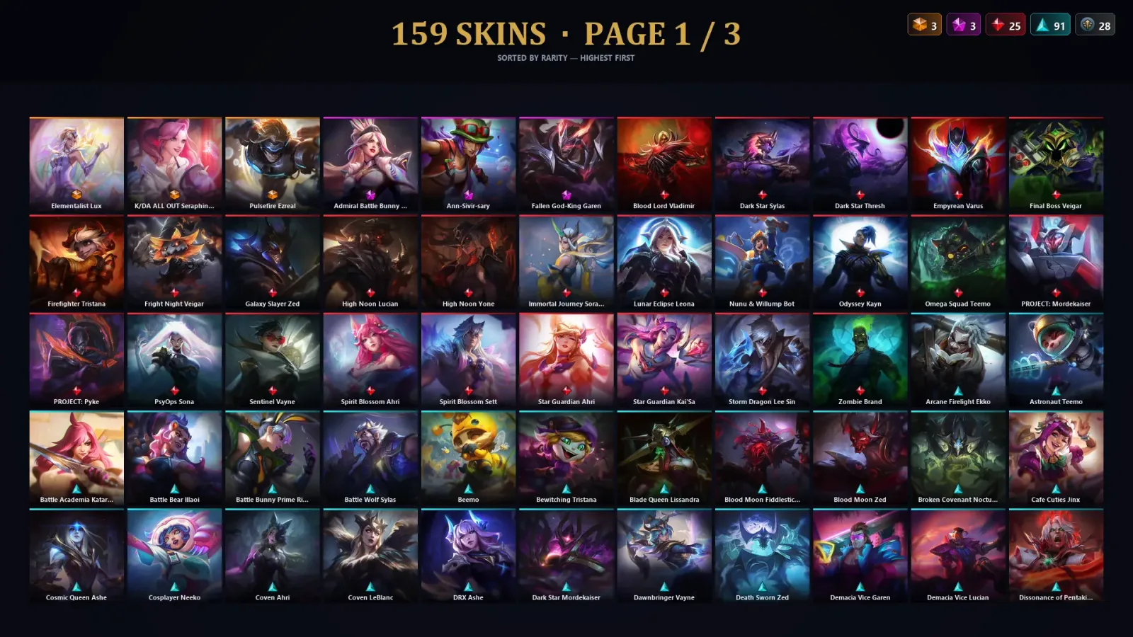 [LoL] | TR | Level 74 | 76 Champions | 159 Skins — LoL account