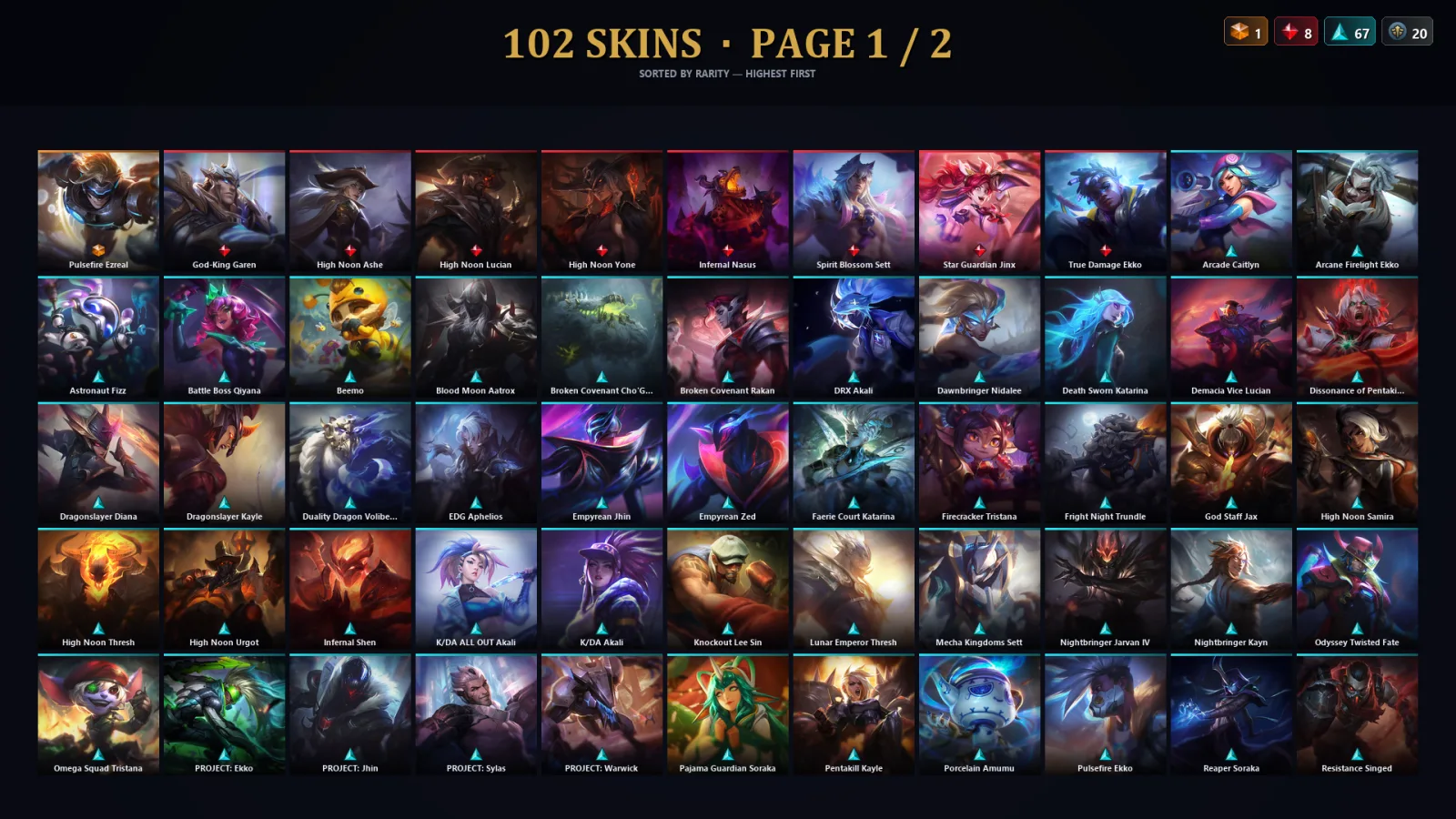 [LoL] | TR | Level 98 | 97 Champions | 102 Skins