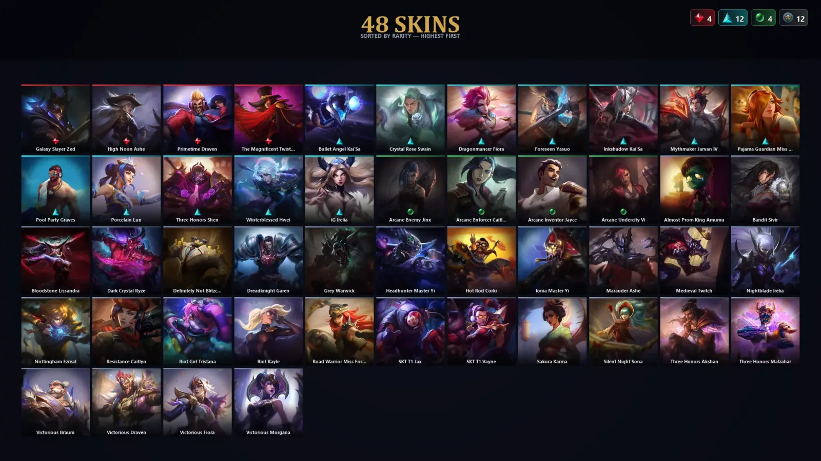 [LoL] | TR | Level 30 | Platinum III | 142 Champions | 48 Skins — LoL account