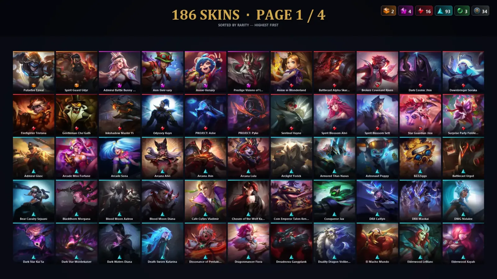 [LoL] | TR | Level 500 | Platinum I | 172 Champions | 186 Skins | 81,565 BE — LoL account