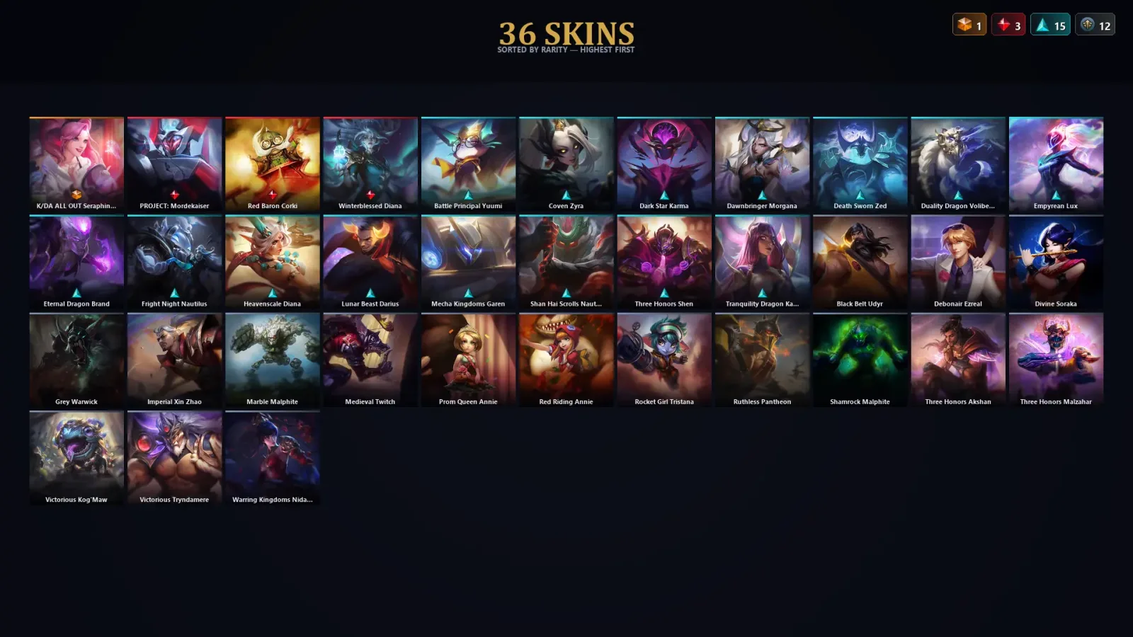 [LoL] | TR | Level 97 | 80 Champions | 36 Skins | 20,315 BE — LoL account