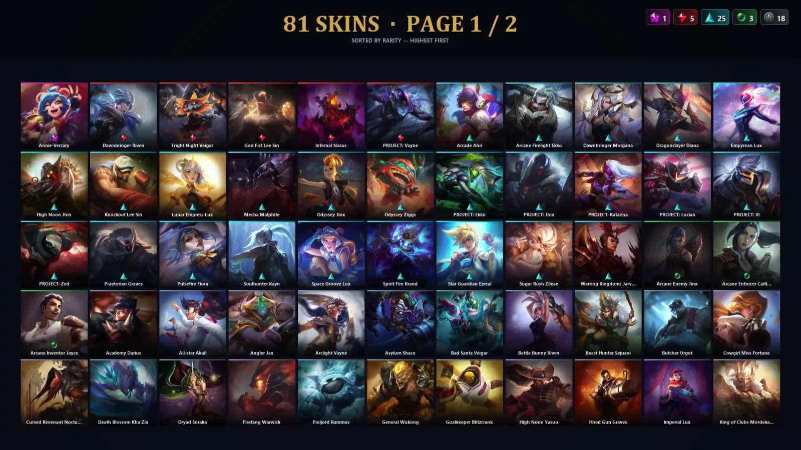 [LoL] | TR | Level 179 | Silver II | 117 Champions | 81 Skins | 45,955 BE