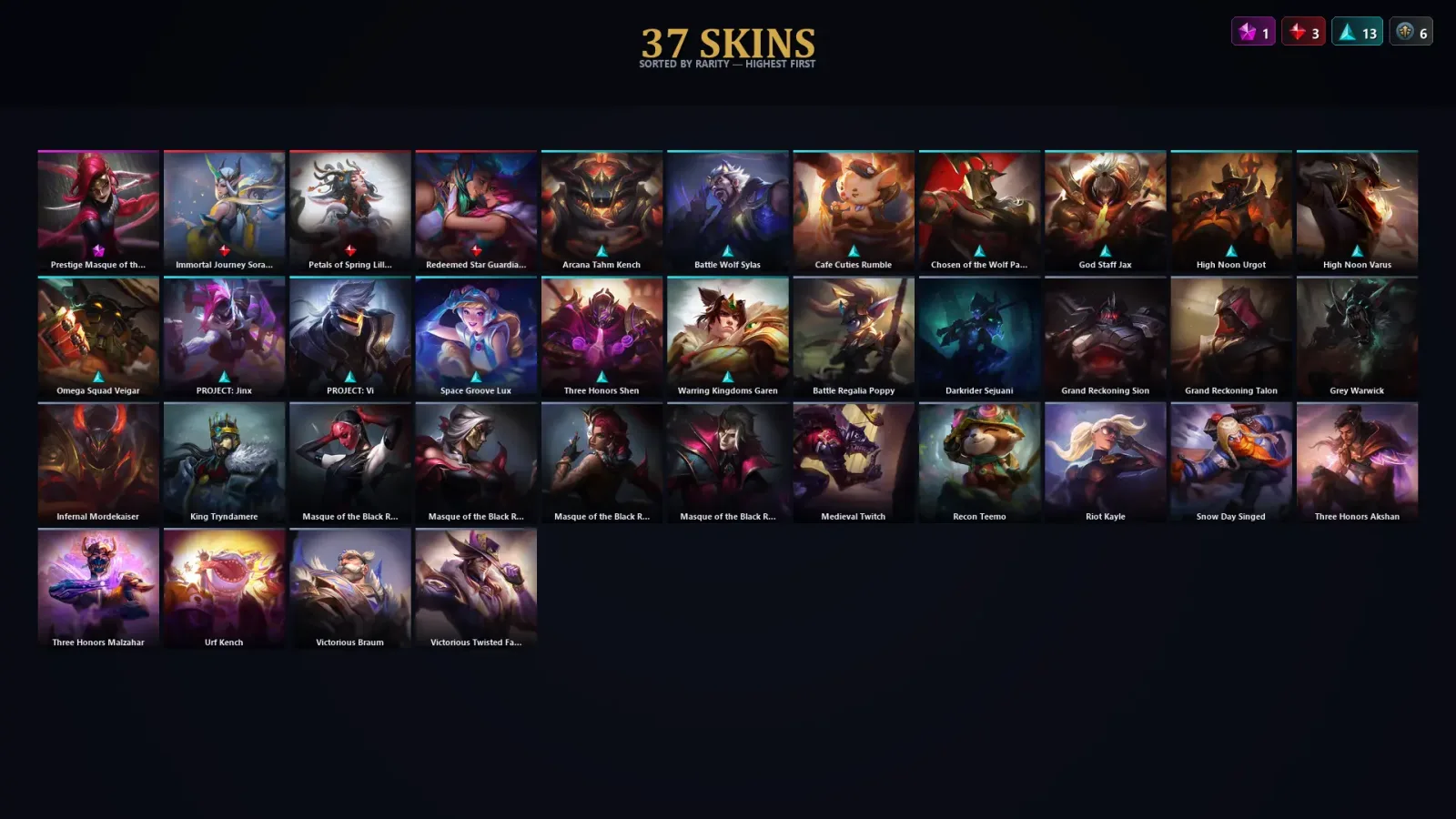 [LoL] | TR | Level 70 | Emerald II | 131 Champions | 37 Skins — LoL account