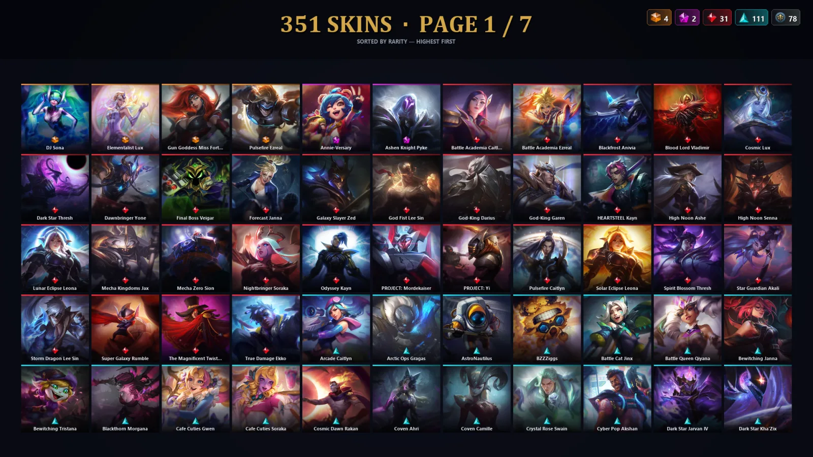 [LoL] | EUW | Level 500 | Platinum II | 173 Champions | 351 Skins | 27,365 BE