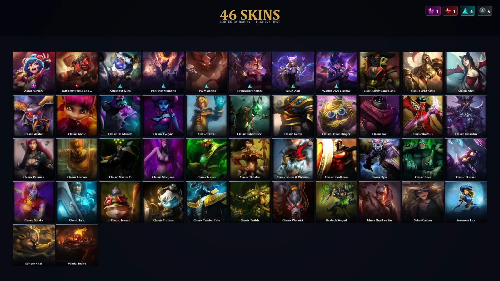 [LoL] | TR | Level 50 | Silver III | 56 Champions | 46 Skins