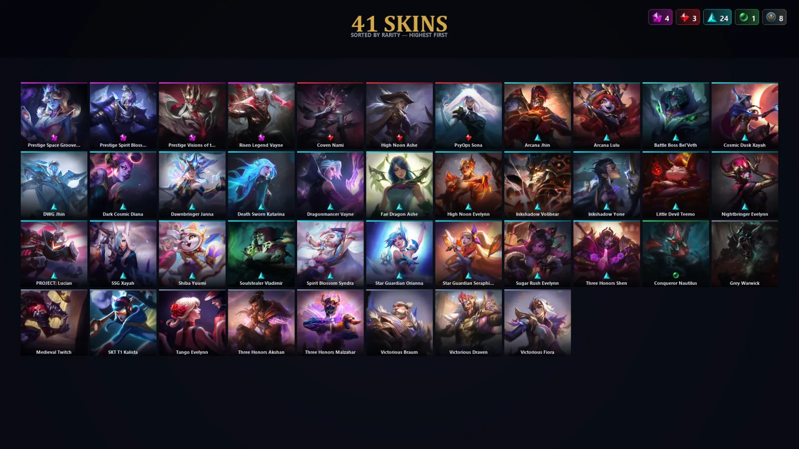 [LoL] | TR | Level 83 | Platinum I | 121 Champions | 41 Skins | 17,185 BE
